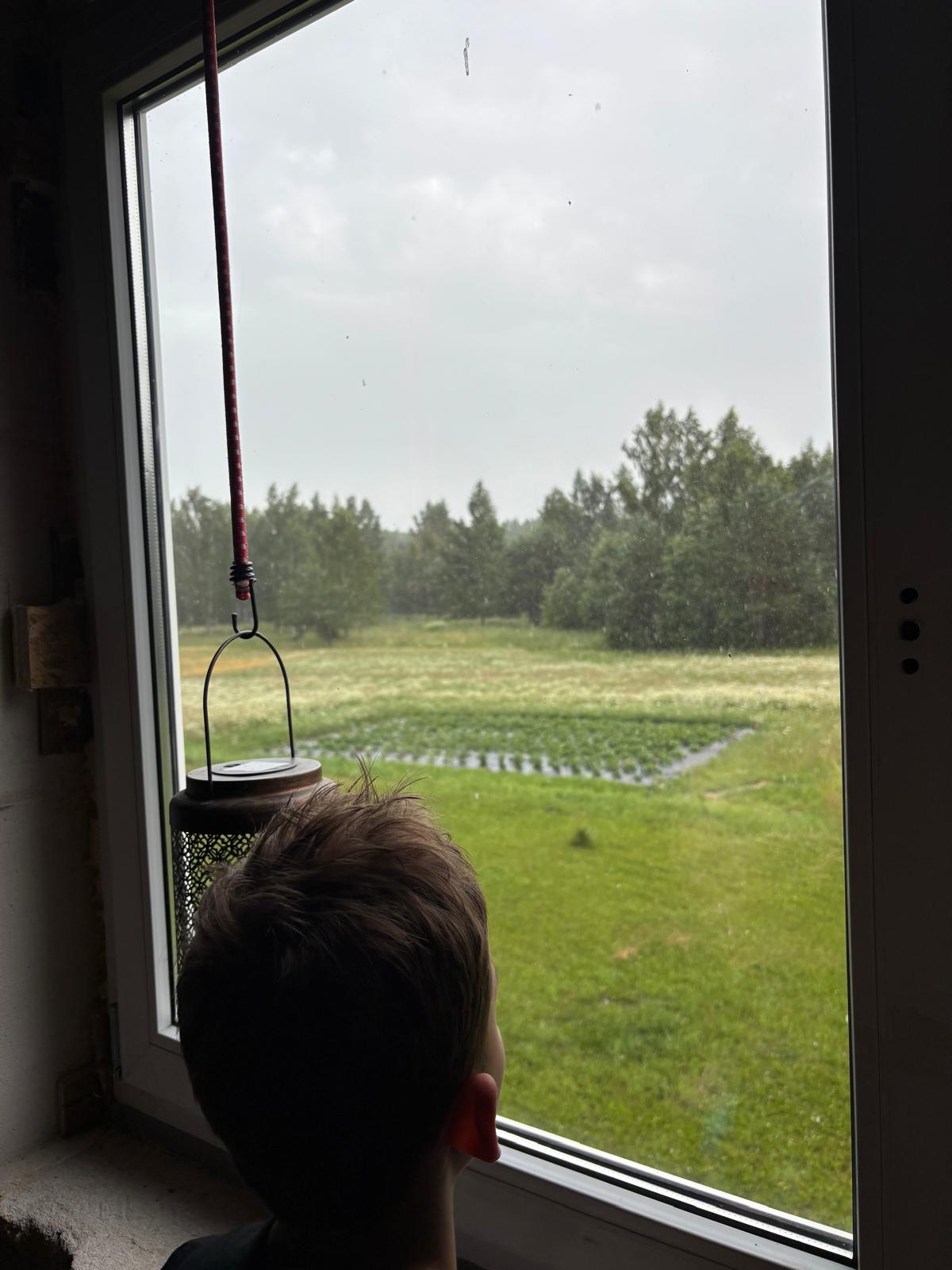 Skats uz laukiem no mājām